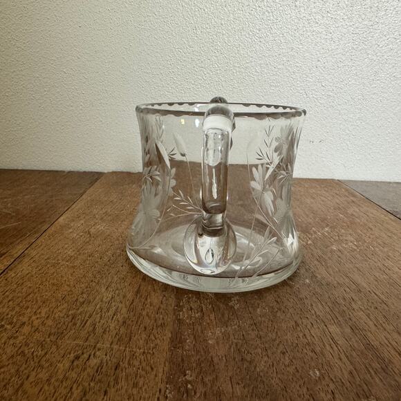 Vintage Pressed Glass Etched Floral Open Sugar Bowl - Picture 4 of 8